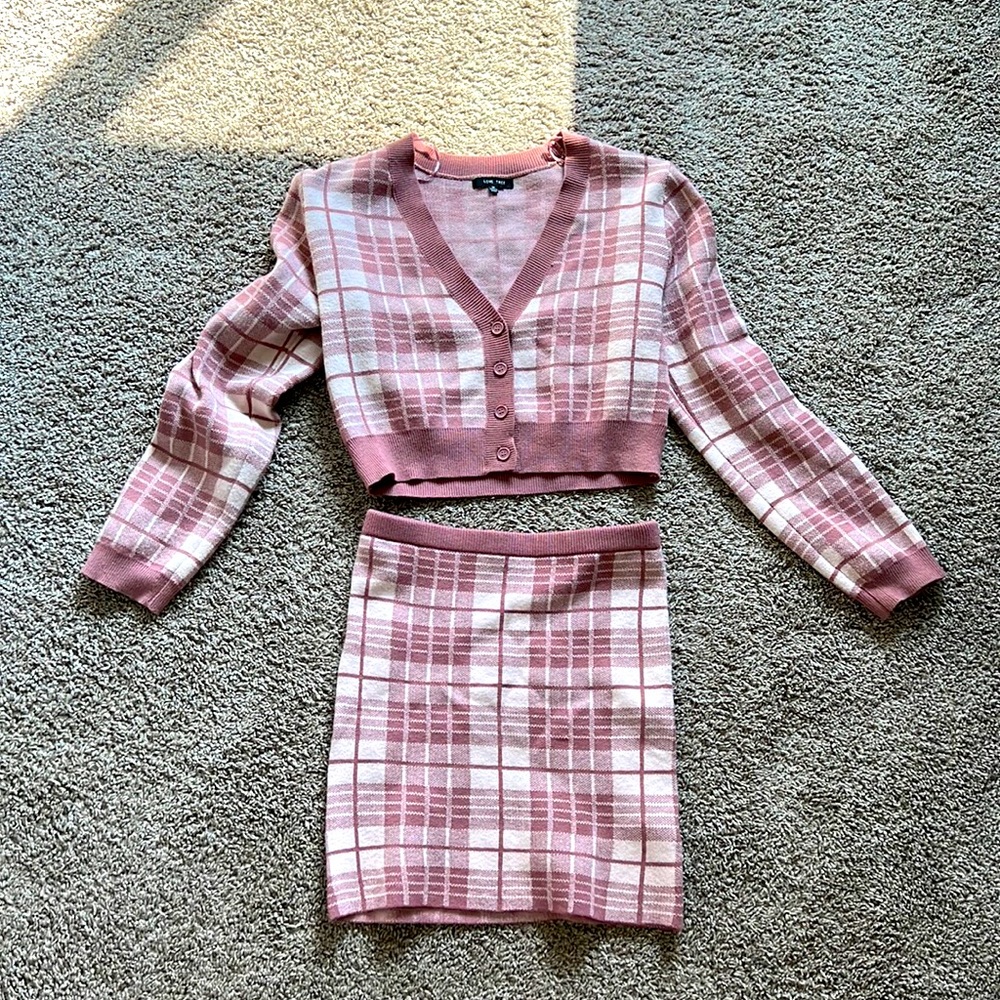 Adorable sweater top and skirt set